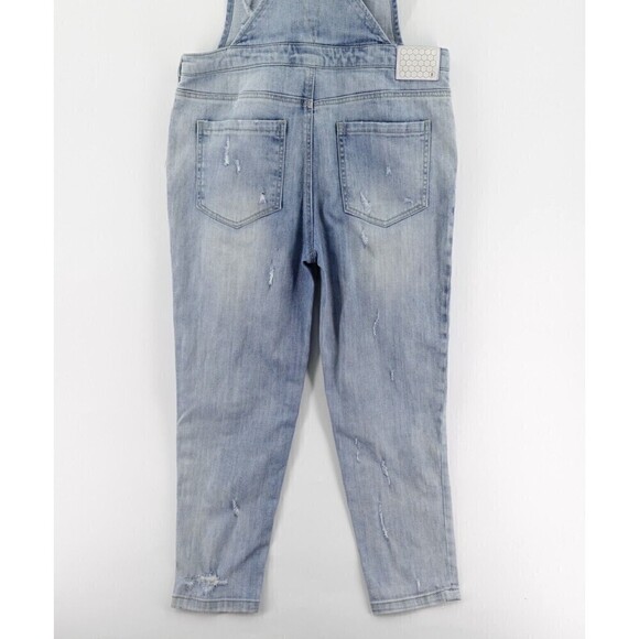 Basic House TBH Overall Womens Small Blue Denim Light Wash Crop Distressed Korea - Picture 9 of 16